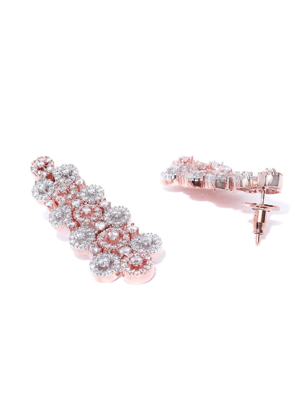 Priyaasi Women American Diamond Rose Gold-Polished Geometric Jewellery Set - Swadesiicart