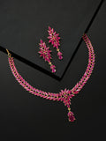 Priyaasi Women Pink Ruby Gold-Polished Floral Jewellery Set - Noz2Toz