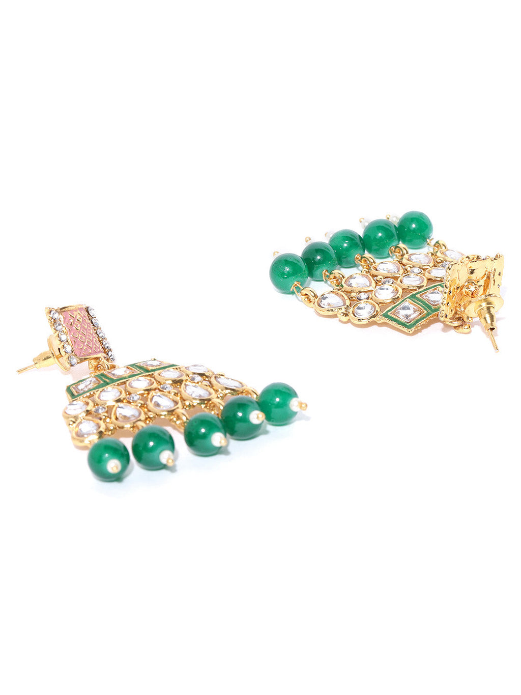 Priyaasi Women Emerald Kundan Gold-Polished MaangTika Jewellery Set - Swadesiicart