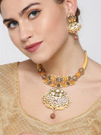 Priyaasi Women Kundan Gold-Polished Floral Jewellery Set - Swadesiicart