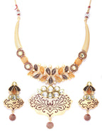 Priyaasi Women Kundan Gold-Polished Floral Jewellery Set - Swadesiicart
