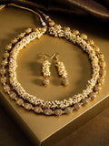 Priyaasi Women White Beads Gold-Polished Jewellery Set - Noz2Toz