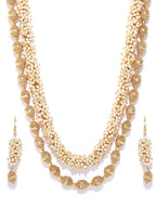 Priyaasi Women White Beads Gold-Polished Jewellery Set - Swadesiicart