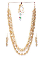 Priyaasi Women White Beads Gold-Polished Jewellery Set - Swadesiicart