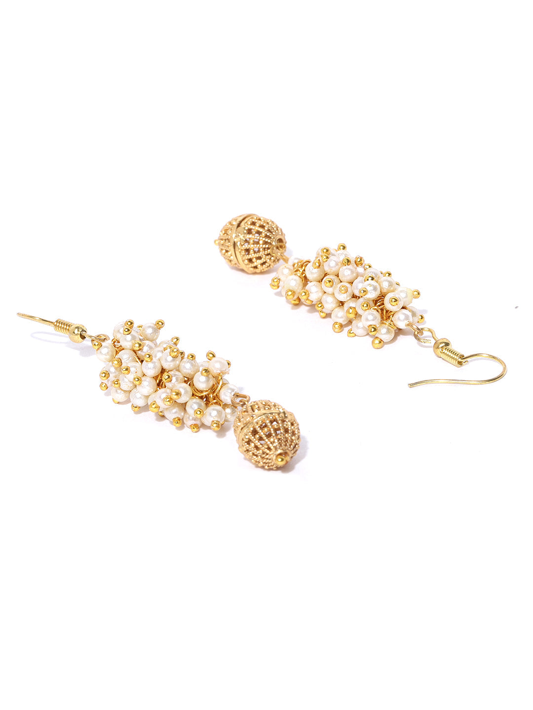 Priyaasi Women White Beads Gold-Polished Jewellery Set - Swadesiicart