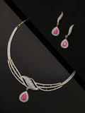Priyaasi Women Ruby American Diamond Gold-Polished Jewellery Set - Noz2Toz