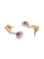 Priyaasi Women Ruby American Diamond Gold-Polished Jewellery Set - Swadesiicart