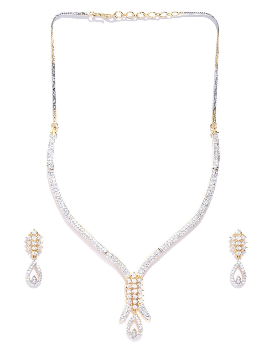 Priyaasi Women American Diamond Gold-Polished Jewellery Set - Swadesiicart