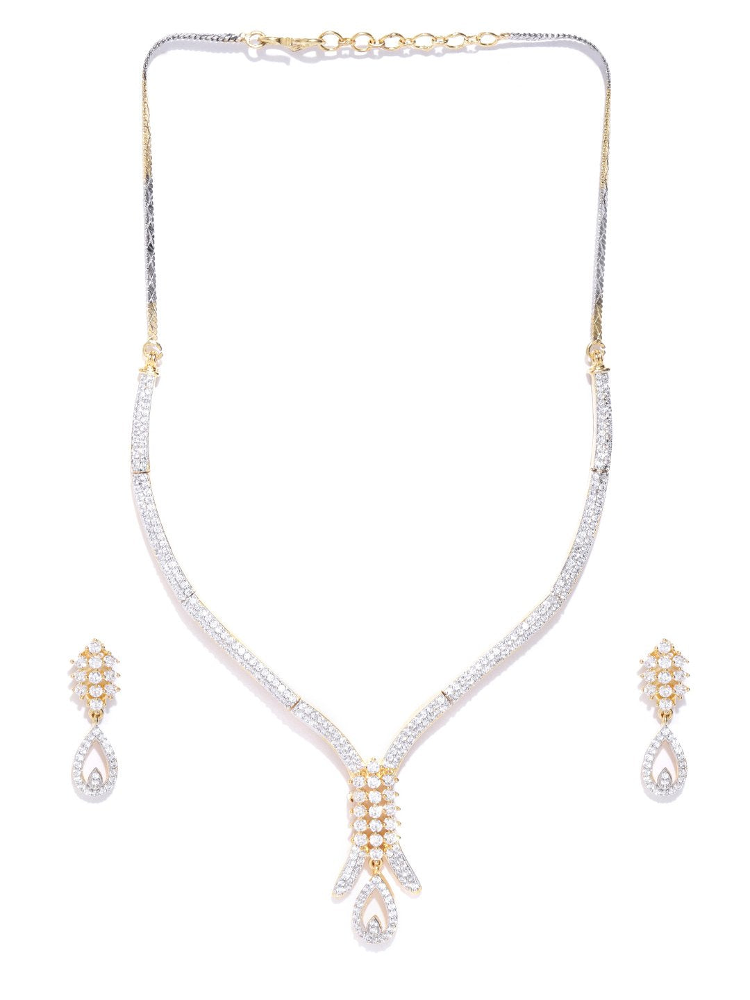 Priyaasi Women American Diamond Gold-Polished Jewellery Set - Swadesiicart