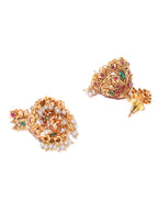 Priyaasi Women Kemp Stones Pearls Gold-Polished Floral Jewellery Set - Swadesiicart