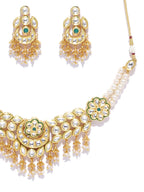 Priyaasi Women Kundan Emerald Beads Gold-Polished MaangTika Jewellery Set - Swadesiicart
