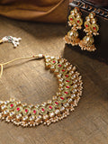 Priyaasi Women Gold-Polished Kundan And Ruby Studded Jewellery Set - Noz2Toz