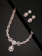 Priyaasi Women American Diamond Rose Gold-Polished Jewellery Set - Noz2Toz