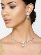 Priyaasi Women American Diamond Rose Gold-Polished Jewellery Set - Swadesiicart