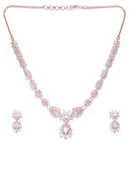 Priyaasi Women American Diamond Rose Gold-Polished Jewellery Set - Swadesiicart