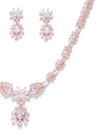Priyaasi Women American Diamond Rose Gold-Polished Jewellery Set - Swadesiicart