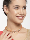 Priyaasi Women Orange Kundan Gold-Polished Jewellery Set - Noz2Toz
