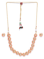 Priyaasi Women Orange Kundan Gold-Polished Jewellery Set - Swadesiicart