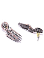 Priyaasi Women Black American Diamond Rhodium Plated Linear Jewellery Set - Swadesiicart