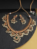Priyaasi Women Ruby Emerald Kundan Beads Gold-Polished Jewellery Set - Noz2Toz