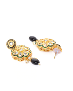 Priyaasi Women Black Beaded Kundan Gold-Polished Floral Jewellery Set - Swadesiicart