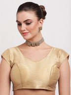 Priyaasi Women Grey Beads Kundan Pearls Gold-Polished Jewellery Set - Swadesiicart