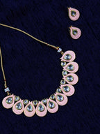 Priyaasi Women Pink Kundan Gold-Polished Paisley Jewellery Set - Noz2Toz