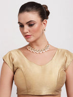Priyaasi Women Pink Kundan Gold-Polished Paisley Jewellery Set - Swadesiicart