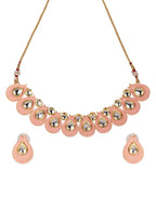 Priyaasi Women Pink Kundan Gold-Polished Paisley Jewellery Set - Swadesiicart