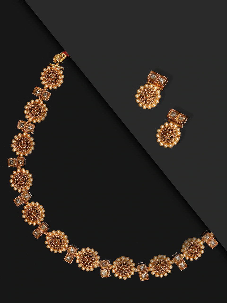 Priyaasi Women Stones Beads Gold-Polished Floral Jewellery Set - Noz2Toz