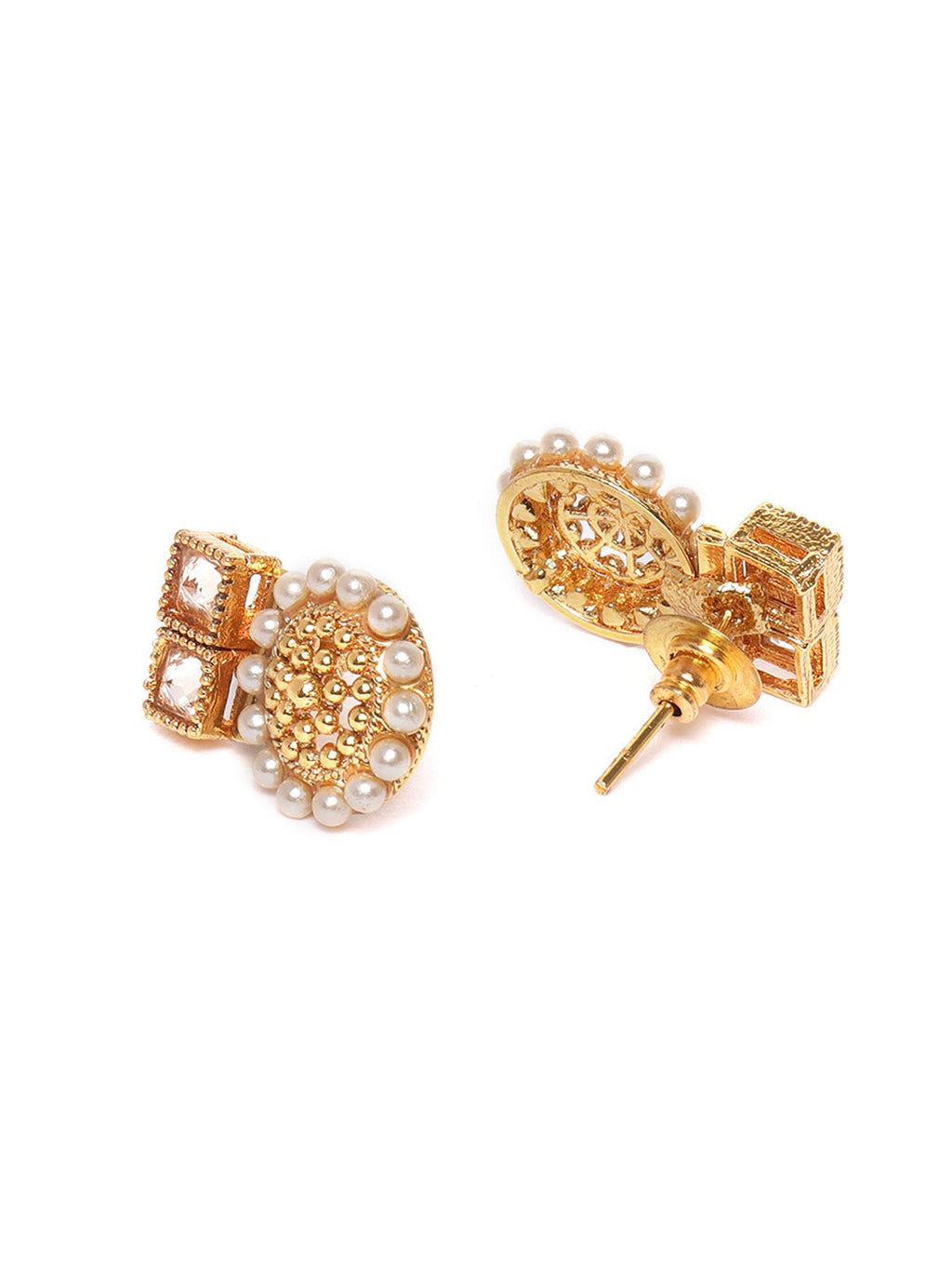 Priyaasi Women Stones Beads Gold-Polished Floral Jewellery Set - Swadesiicart