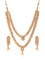 Priyaasi Women Kundan Pearls Beads Gold-Polished Layered Jewellery Set - Swadesiicart