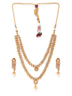 Priyaasi Women Kundan Pearls Beads Gold-Polished Layered Jewellery Set - Swadesiicart