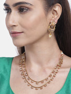 Priyaasi Women Kundan Pearls Gold-Polished Layered Jewellery Set - Swadesiicart
