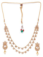 Priyaasi Women Kundan Pearls Gold-Polished Layered Jewellery Set - Swadesiicart