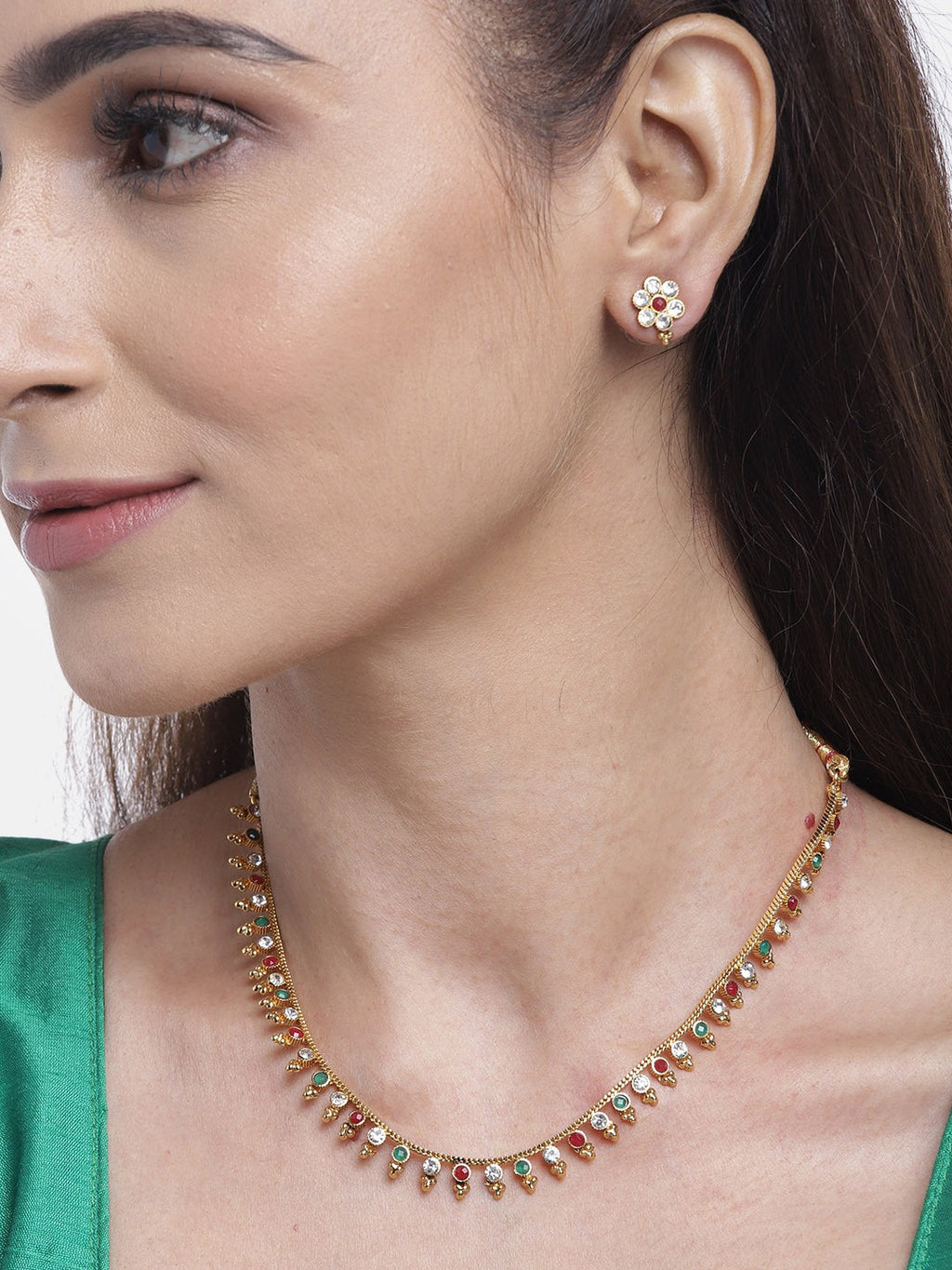 Priyaasi Women Multicolor Stones Gold-Polished Jewellery Set - Swadesiicart