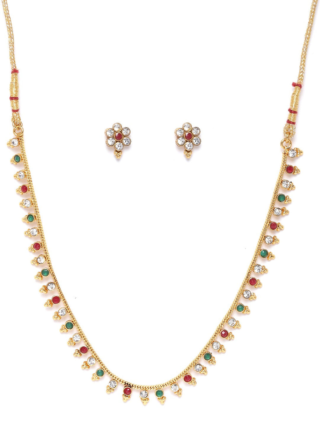 Priyaasi Women Multicolor Stones Gold-Polished Jewellery Set - Swadesiicart