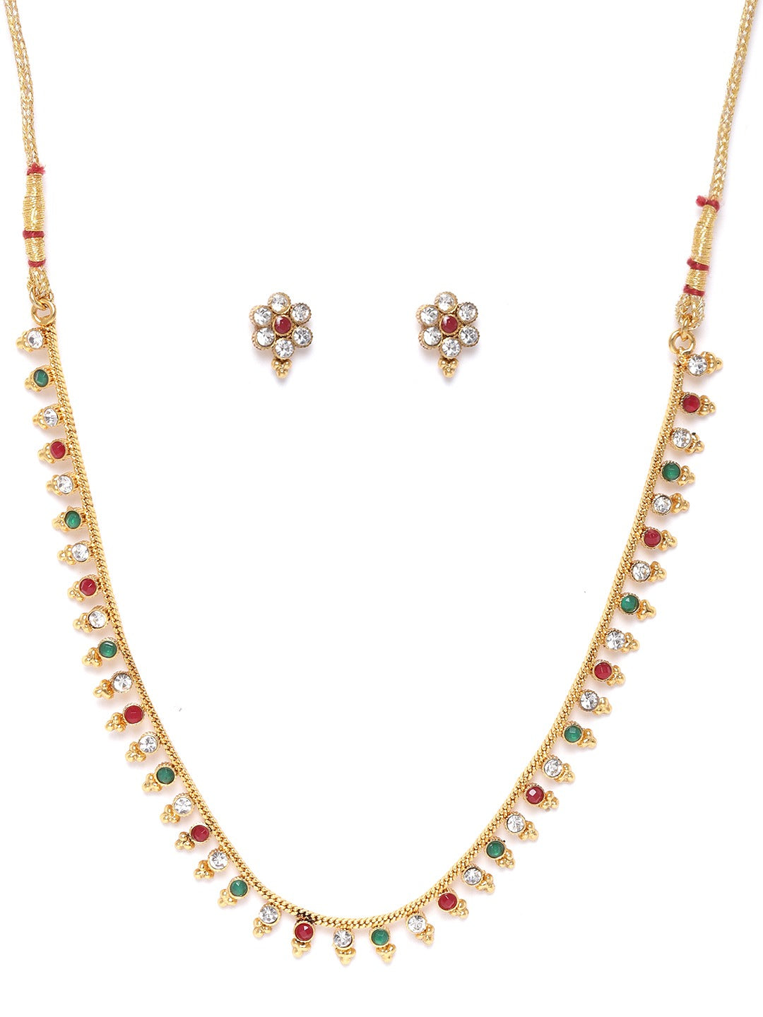 Priyaasi Women Multicolor Stones Gold-Polished Jewellery Set - Swadesiicart