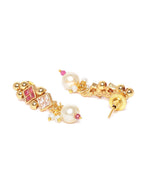 Priyaasi Women Ruby Stones Pearls Beads Gold-Polished Jewellery Set - Swadesiicart