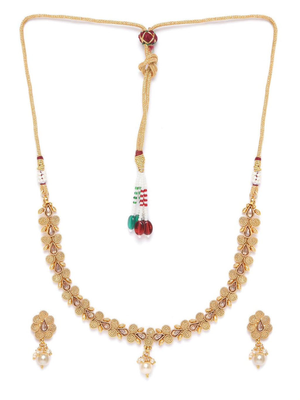 Priyaasi Women Pearls Beads Floral Jewellery Set - Swadesiicart