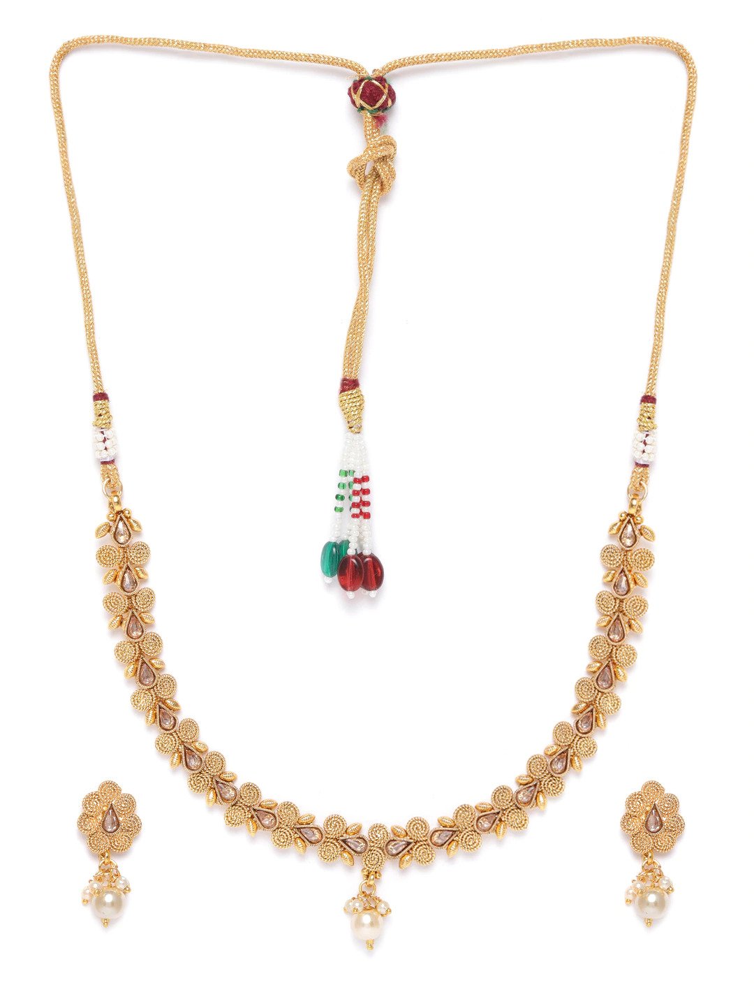 Priyaasi Women Pearls Beads Floral Jewellery Set - Swadesiicart