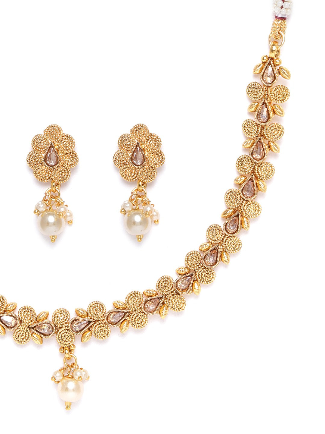 Priyaasi Women Pearls Beads Floral Jewellery Set - Swadesiicart