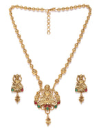 Priyaasi Women Ruby Emerald Beads Gold-Polished Temple Jewellery Set - Noz2Toz