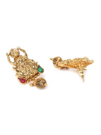 Priyaasi Women Ruby Emerald Beads Gold-Polished Temple Jewellery Set - Swadesiicart