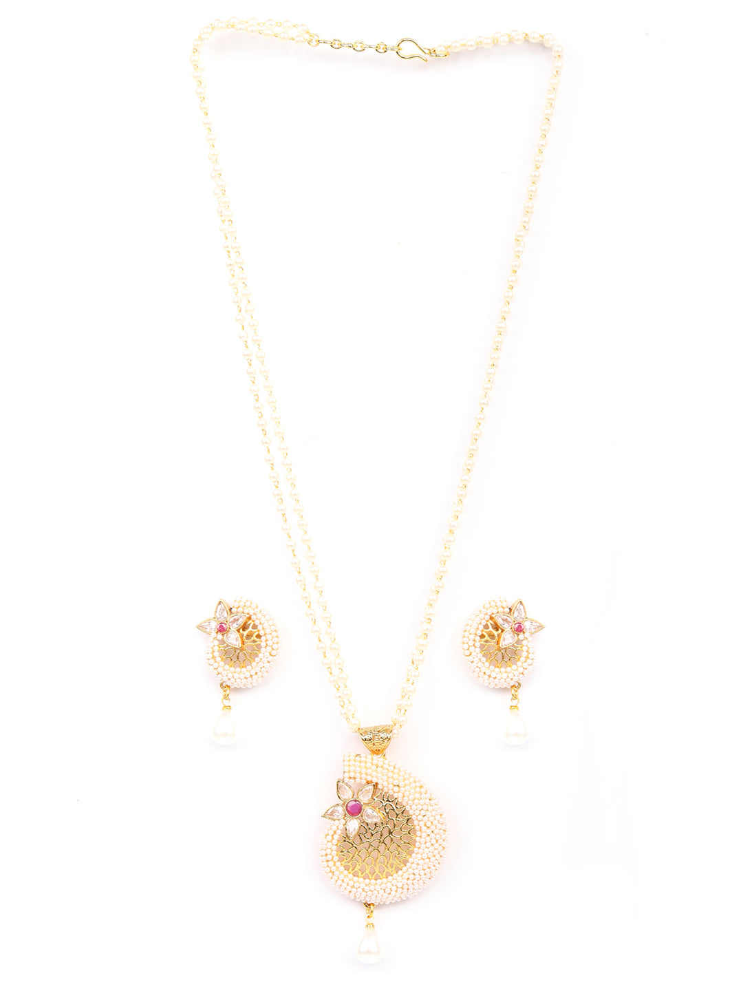 Priyaasi Women Pearls Beads Gold-Polished Floral Jewellery Set - Swadesiicart