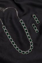 Priyaasi Women Emerald Delight - Green American Diamond Jewellery Set - Swadesiicart