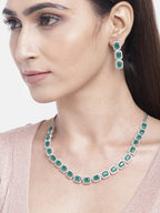 Priyaasi Women Emerald Delight - Green American Diamond Jewellery Set - Swadesiicart