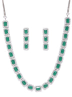 Priyaasi Women Emerald Delight - Green American Diamond Jewellery Set - Swadesiicart