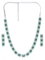 Priyaasi Women Emerald Delight - Green American Diamond Jewellery Set - Swadesiicart