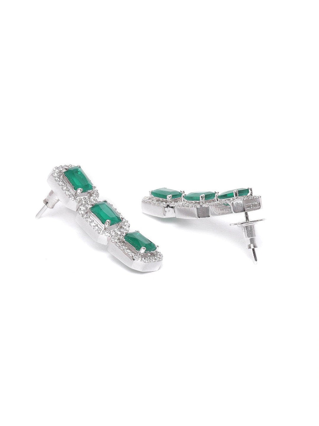 Priyaasi Women Emerald Delight - Green American Diamond Jewellery Set - Swadesiicart